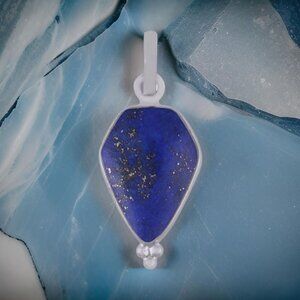 Handmade Lapis Pentagon SHape Sterling Silver Pendant